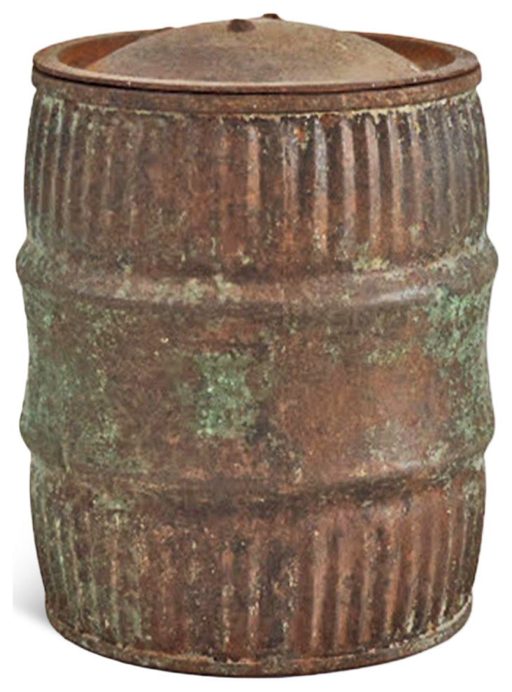 Consigned Vintage Iron Grain Barrel / Planter