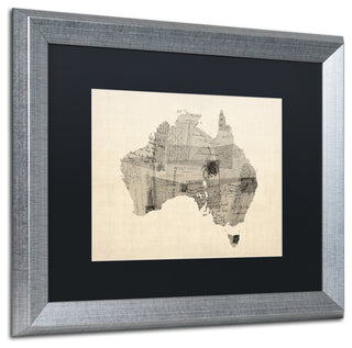 Michael Tompsett 'Australia Postcard Map' Matted Framed Art, Black Mat, 20"x16"