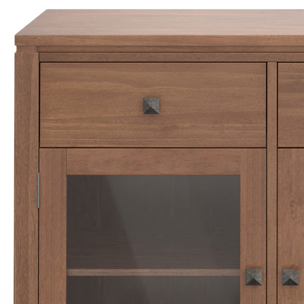 Cosmopolitan Solid Wood Sideboard Buffet, Medium Saddle Brown