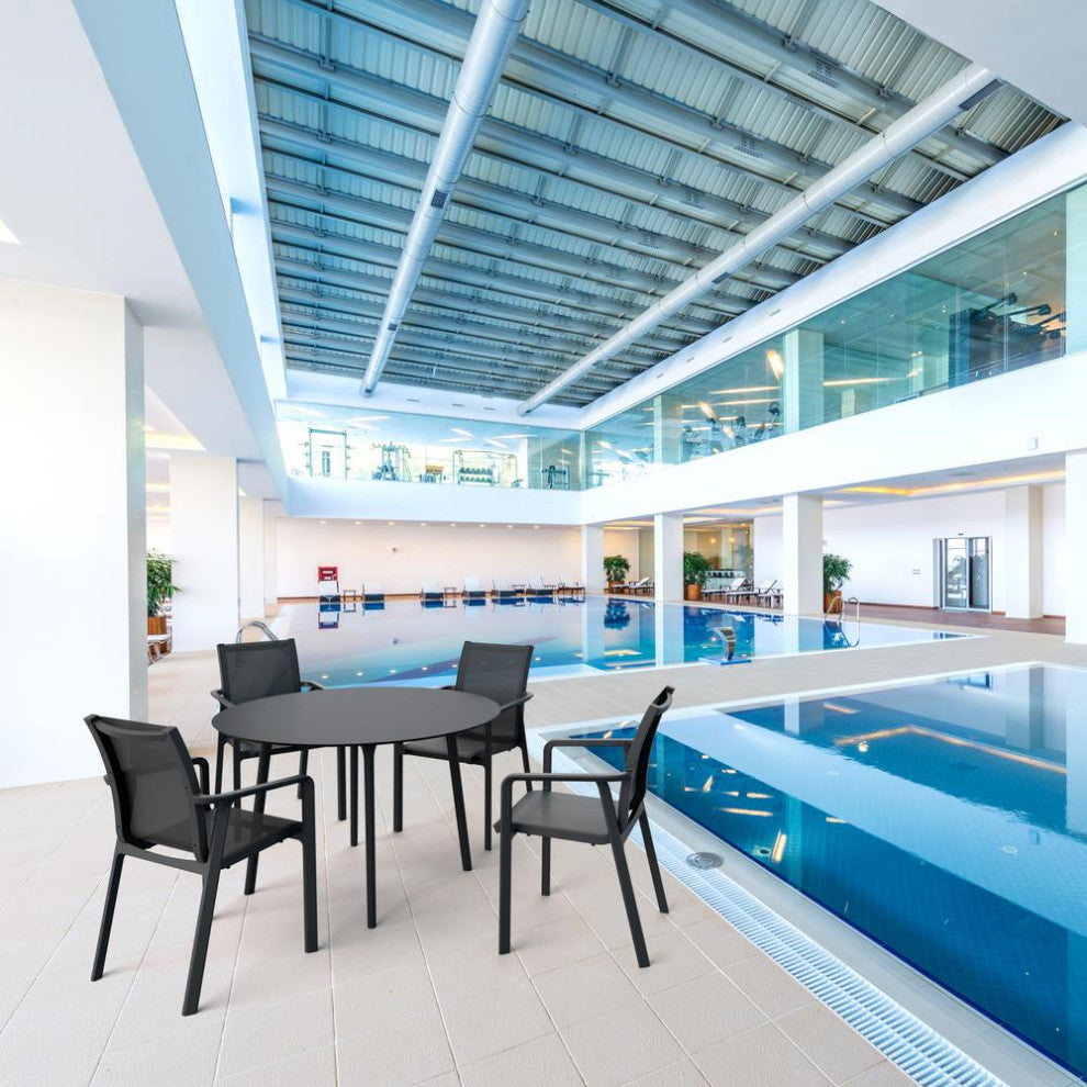 Pacific Sling Arm Chair Black Frame Black Sling, Set of 2