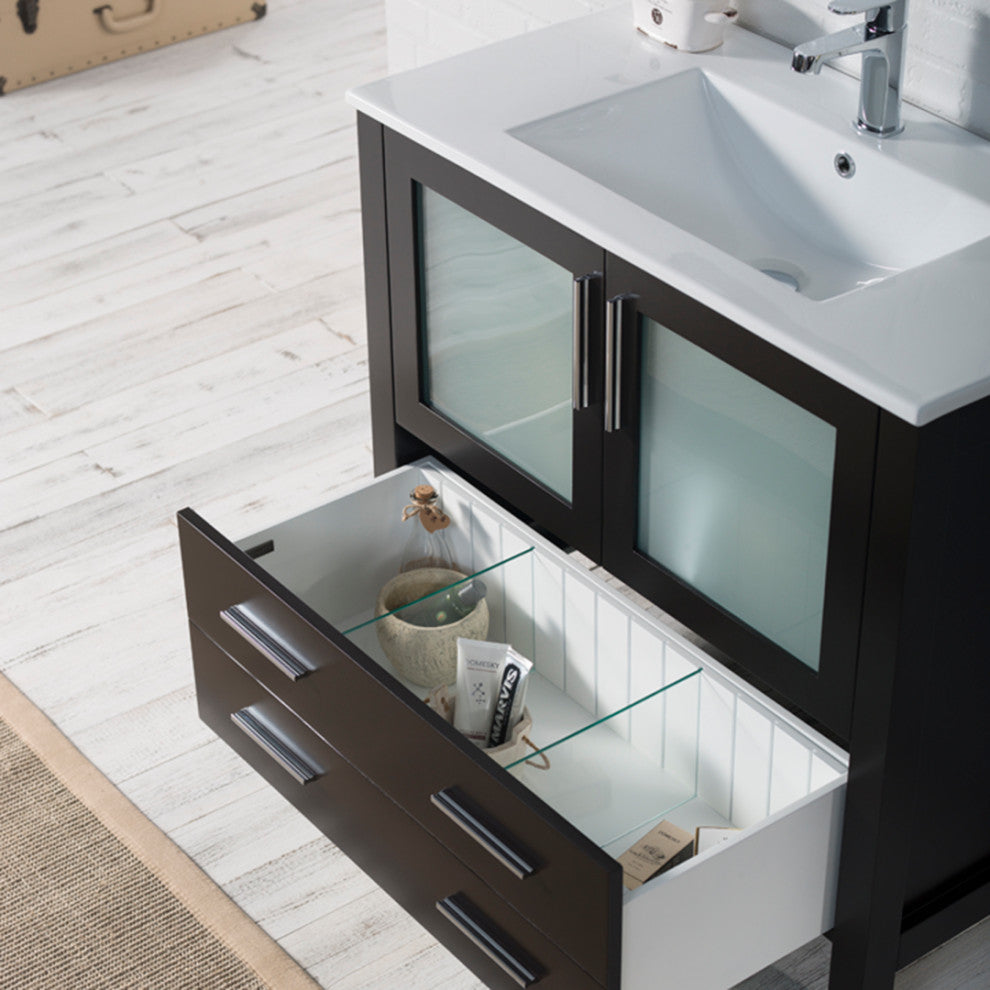 Sydney 36" Vanity Set With Mirror, Espresso No Mirror