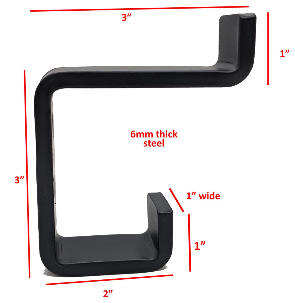 (4) Double Coat Hook C Black Steel Iron Modern Farmhouse Rustic Industrial