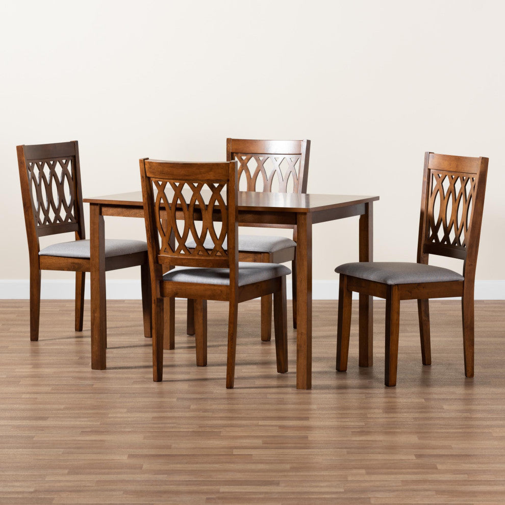 Denia Dining Collection, Gray/Walnut Brown, 5-Piece Dining Set