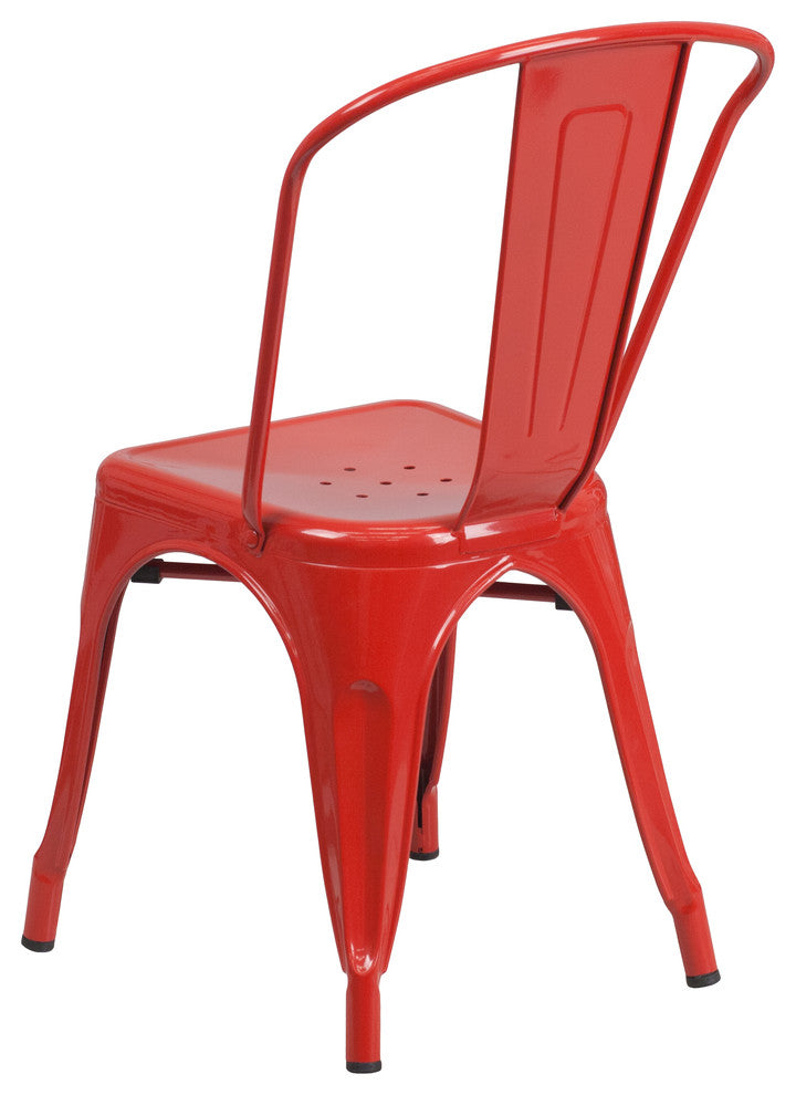 Metal Indoor-Outdoor Stackable Chair, Red, 18"x20"x33"