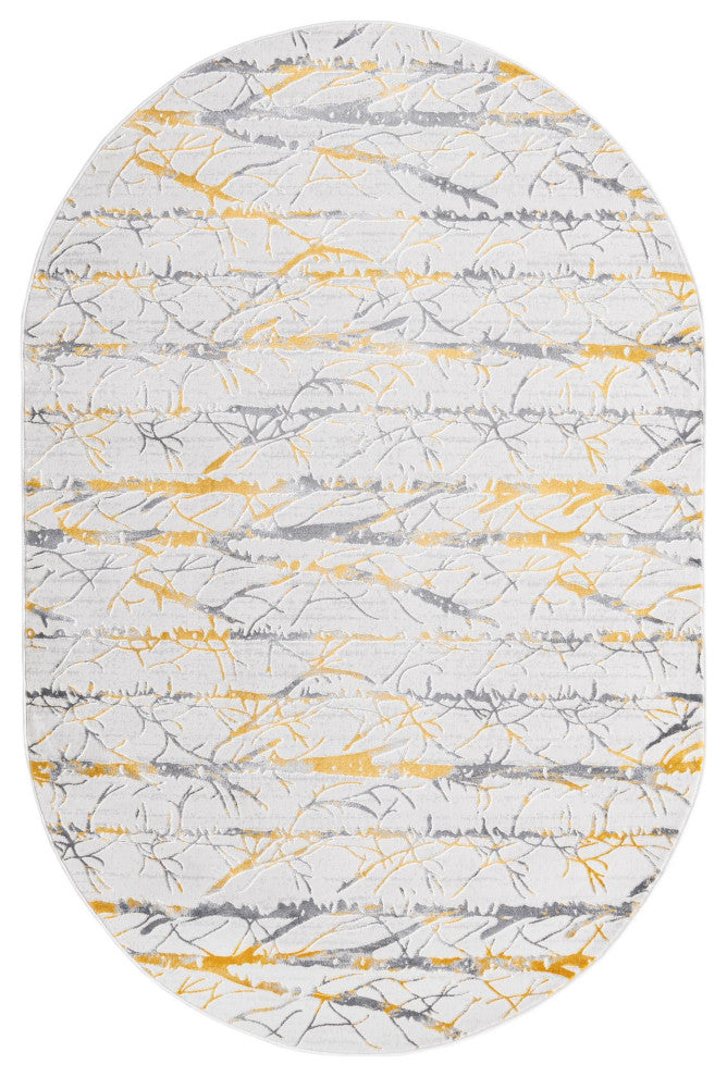 Unique Loom Anne Finsbury Rug, Yellow and Gray, 5'3"x8'