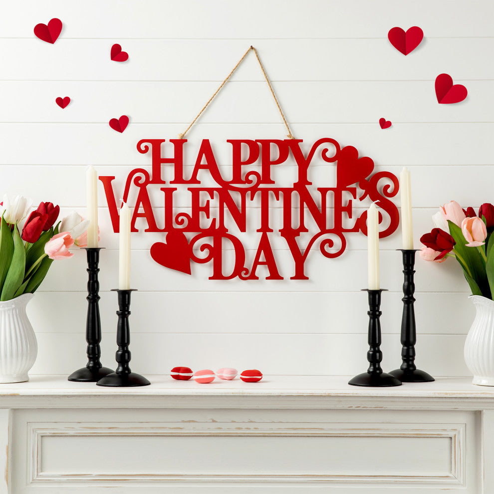 24"L Metal "Happy Valentine's  Day" Wall Decor