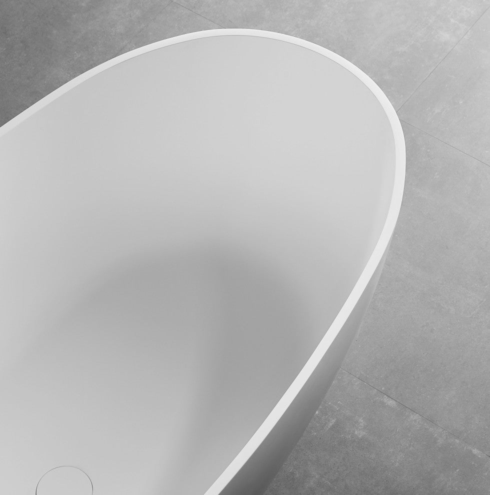 ALFI brand AB9975 59" White Oval Resin Soaking Bathtub