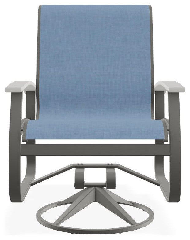 Belle Isle Sling Outdoor Swivel Rocker, Navy/Snow