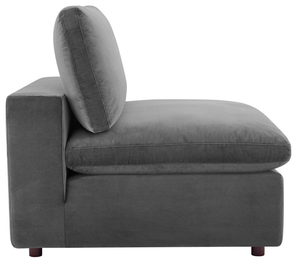 Commix Down Filled Overstuffed Performance Velvet 3-Seater Sofa Gray