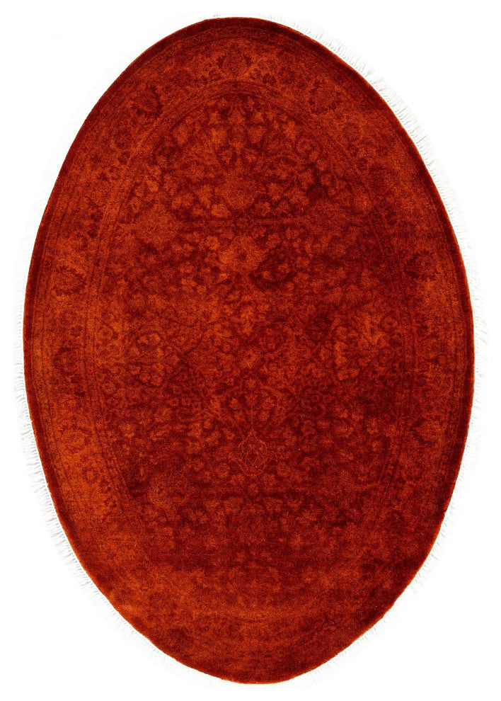 Overdyed One-of-a-Kind Hand-Knotted Area Rug Rust, 3' 1" x 4' 7"