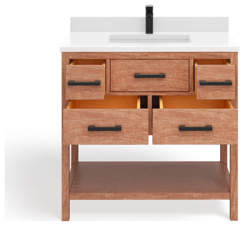 Adal Bath Vanity, Weathered Brown, 36", Single Sink, Freestanding