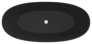 65in Solid Surface Freestanding Bathtub in Matte Black, Matte Black