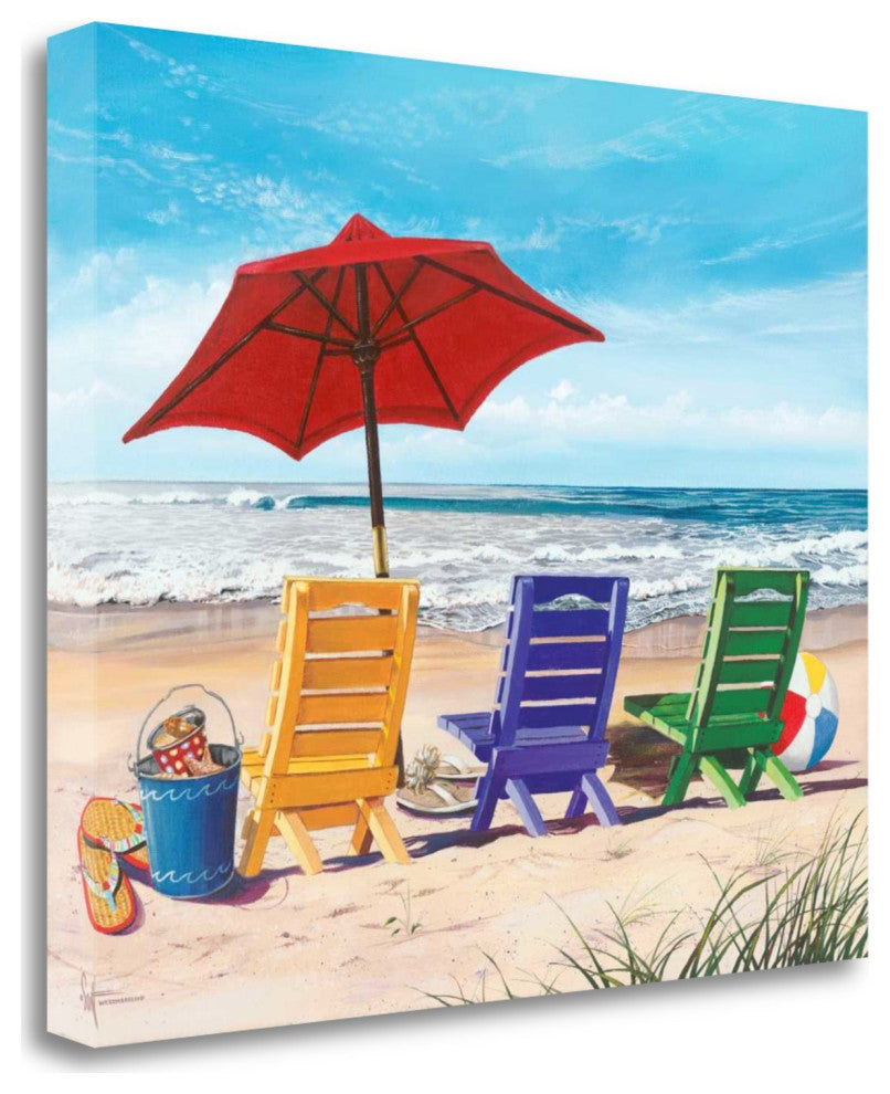 24" Bright and Colorful Beach Ready Setup Print on Gallery Wrap Canvas Wall Art