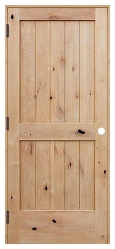 Interior 2-Panel V-Groove Reversible Handing Door Kit, Unfinished, 28x80