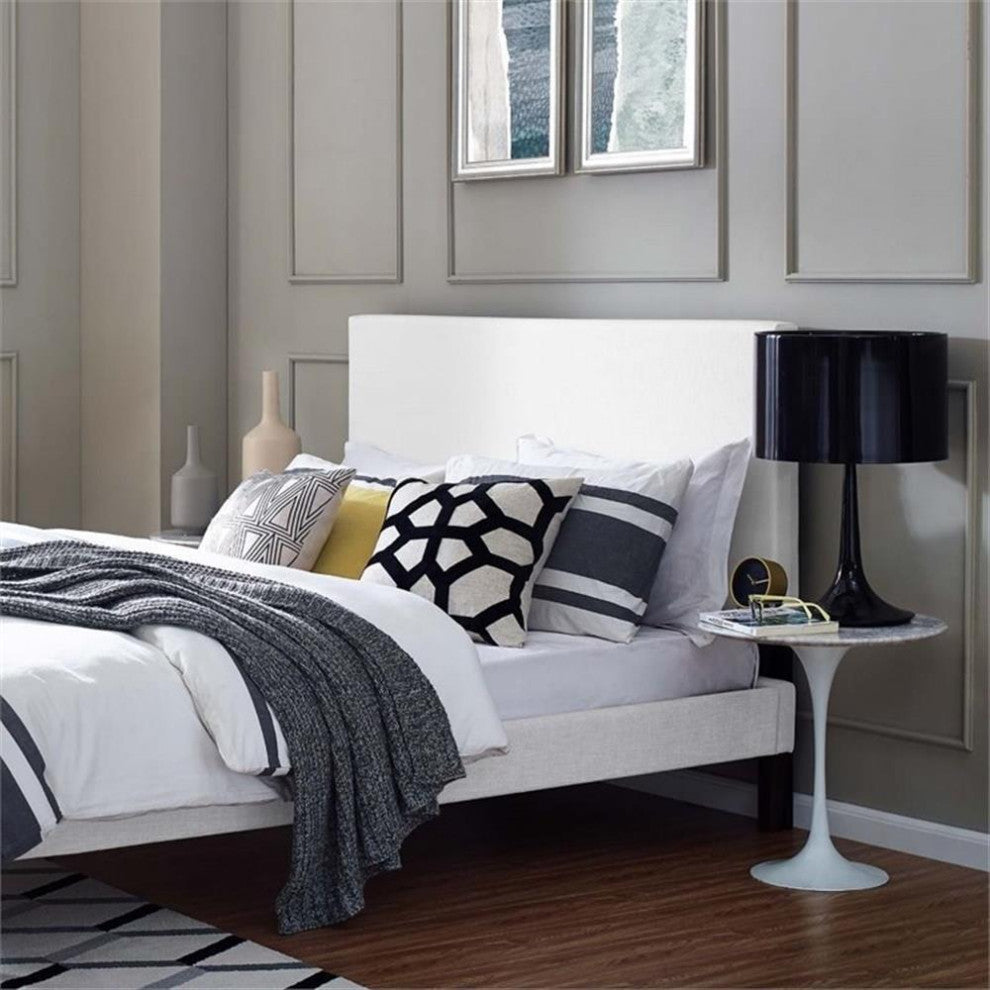 White Taylor Full / Queen Upholstered Linen Fabric Headboard
