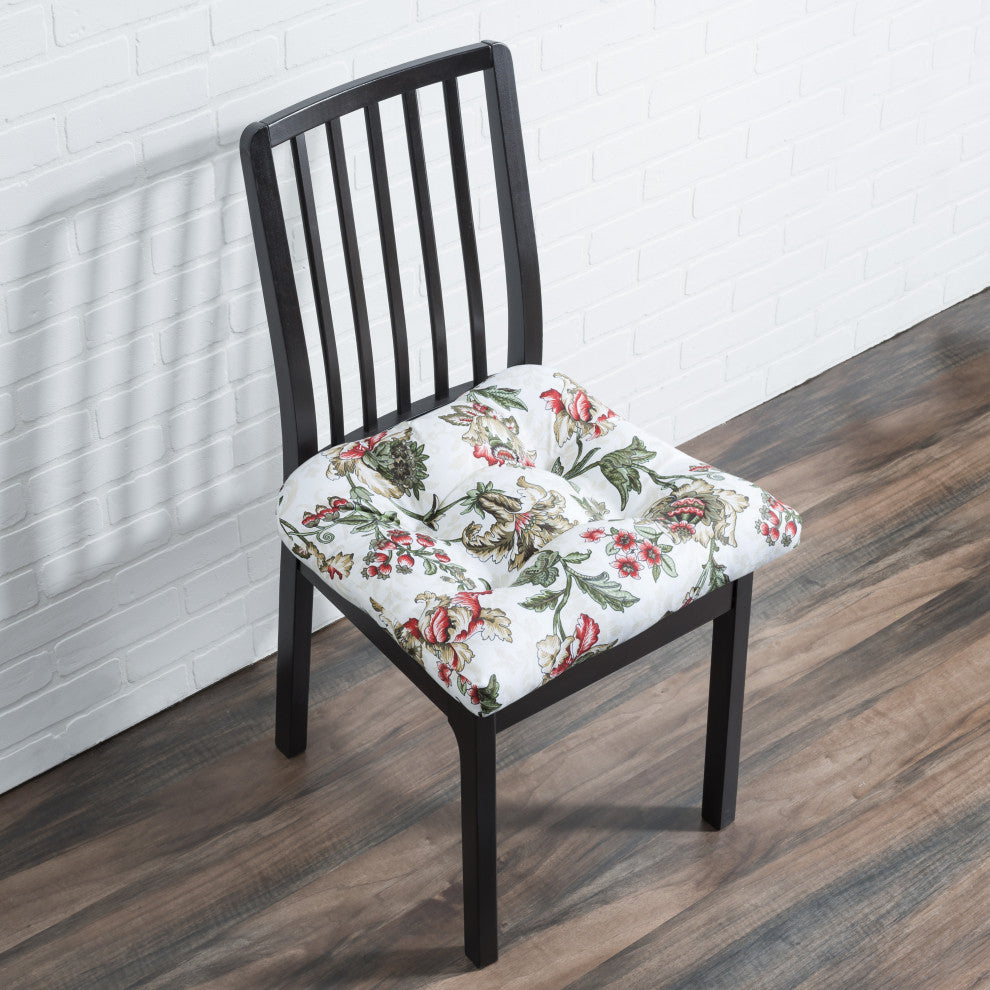 Madison Floral Non Skid Chair Pad, Brick, 16"x16"