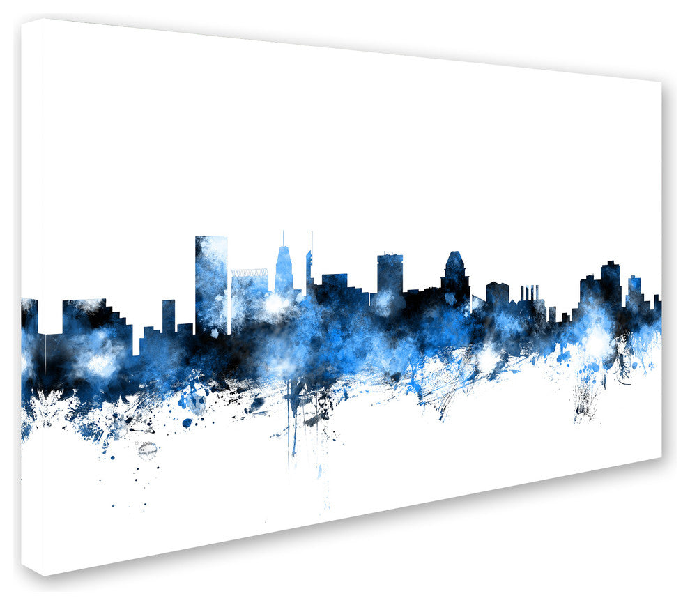 Michael Tompsett 'Baltimore MD Skyline White' Canvas Art, 12x19