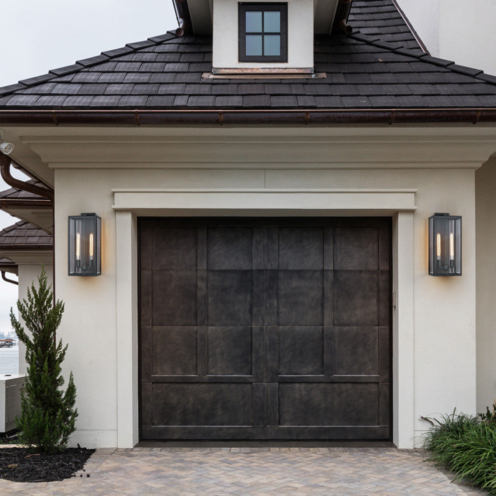 2-Light 20.5"H Modern Black Outdoor Wall Sconce Lantern Light