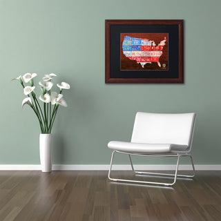"USA Flag Map" Matted Framed Canvas Art by Design Turnpike