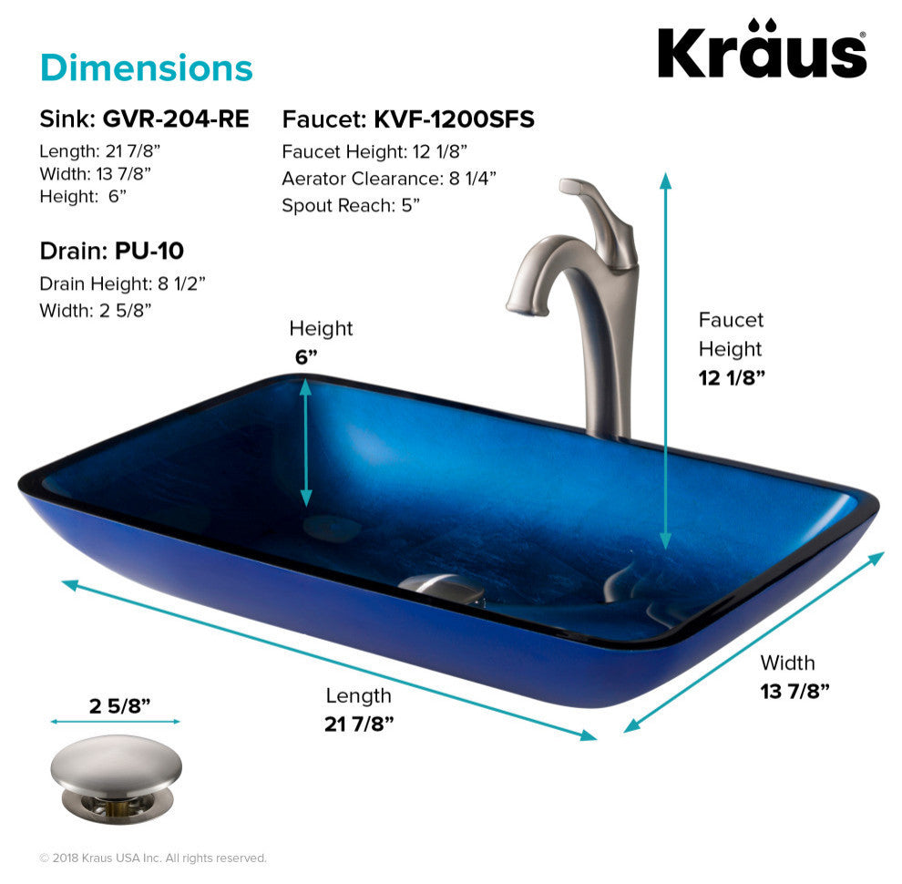 Glass Vessel Sink, Bathroom Arlo Faucet, PU Drain, Mounting Ring, Spot Free Stainless Steel