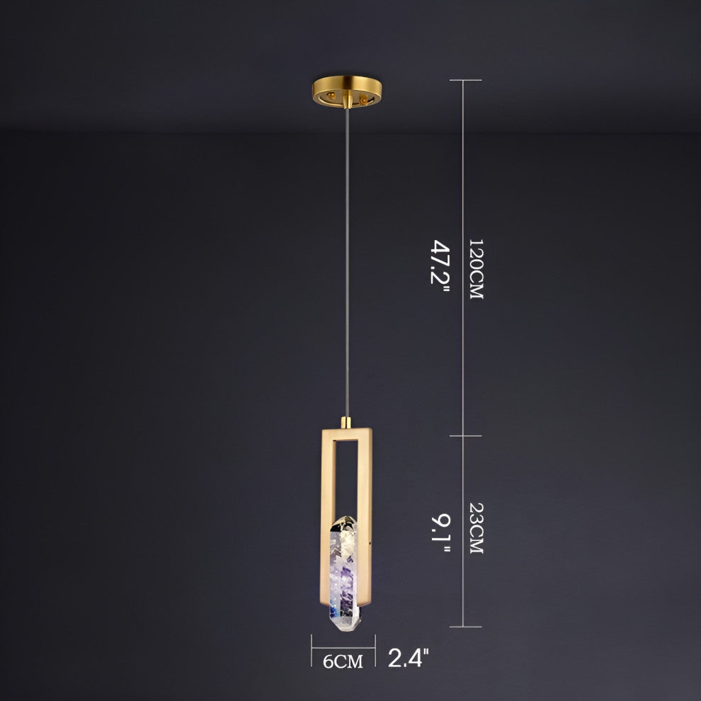 Finale Ligure | Postmodern Copper Crystal Pendant Lamp, 1 Light