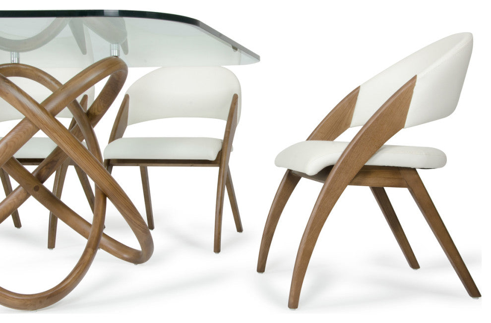 HomeRoots 31" Walnut Wood and Cream Leatherette Dining Chair