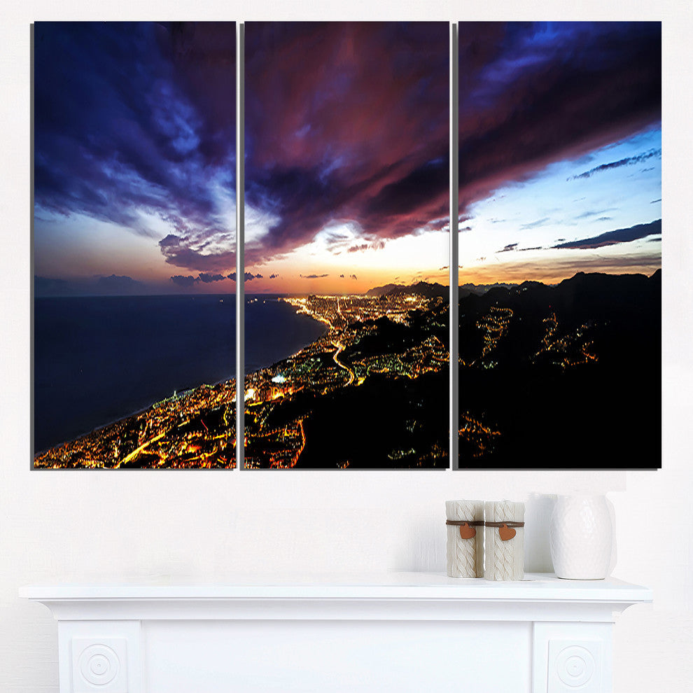 "Barcelona Skyline Panorama" Metal Wall Art, 3 Panels, 36"x28"