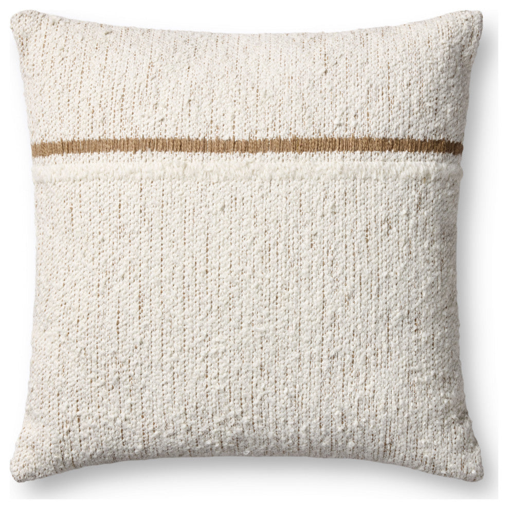 Loloi PLL0192 Ivory / Rustic Brown 22'' x 22'' Cover Only