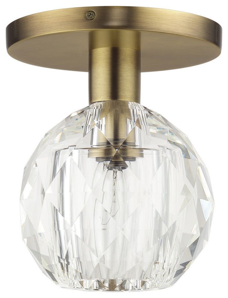 Whitfield 1-Light Natural Brass Crystal Semi-Flush