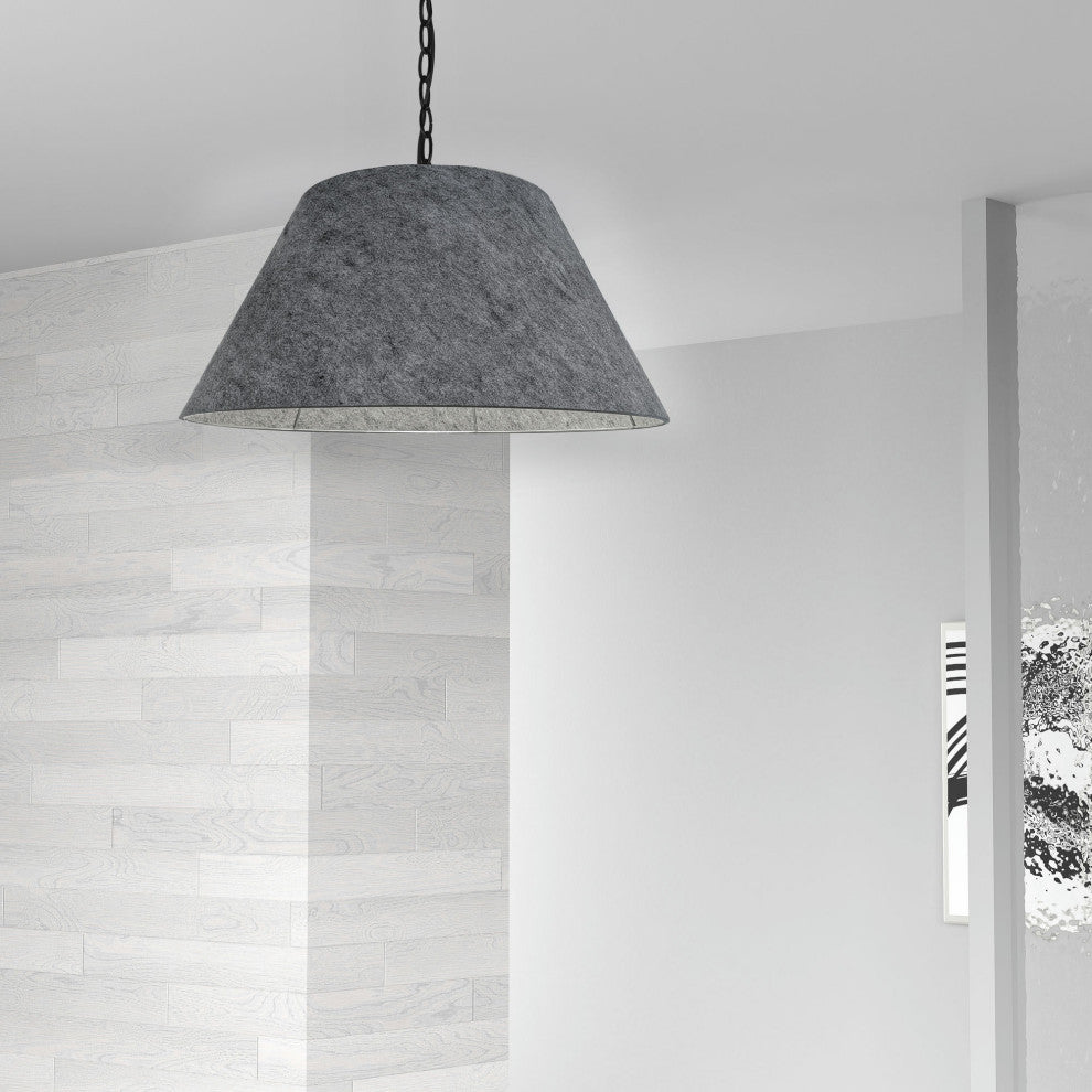 1 Light Meduim Brynn Black Pendant w/ Grey Felt