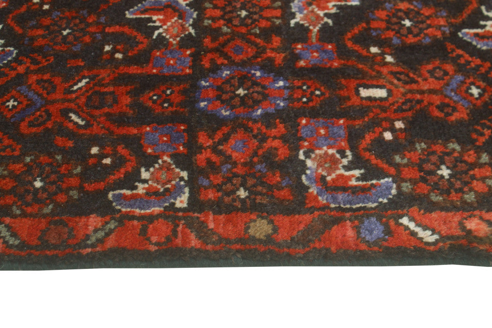Fine Vintage Distressed Meryem Charcoal/Red Runner, 2'9 x 12'5