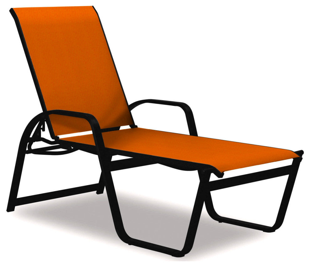 Aruba II 4-Position High Bed Chaise, Textured Black, Tangerine