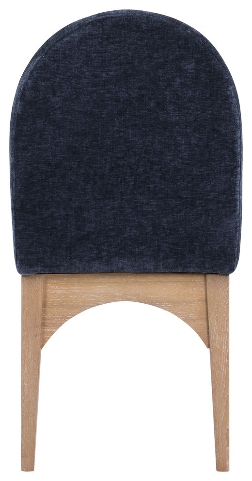 Waldorf Chenille Upholstered Dining Chair, Black, Chenille, Natural Finish, Navy, Side Chair, Chenille Fabric, Natural Finish