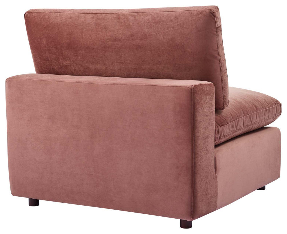 Commix Down Filled Overstuffed Performance Velvet 3-Seater Sofa Dusty Rose
