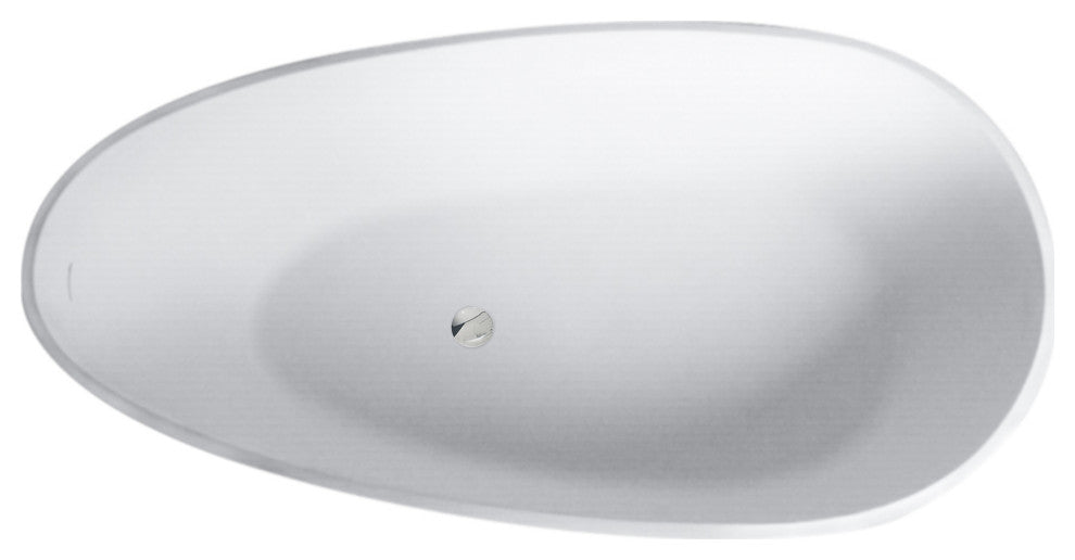 59 in. W Solid Surface Freestanding Flatbottom Soaking Bathtub in Matte White