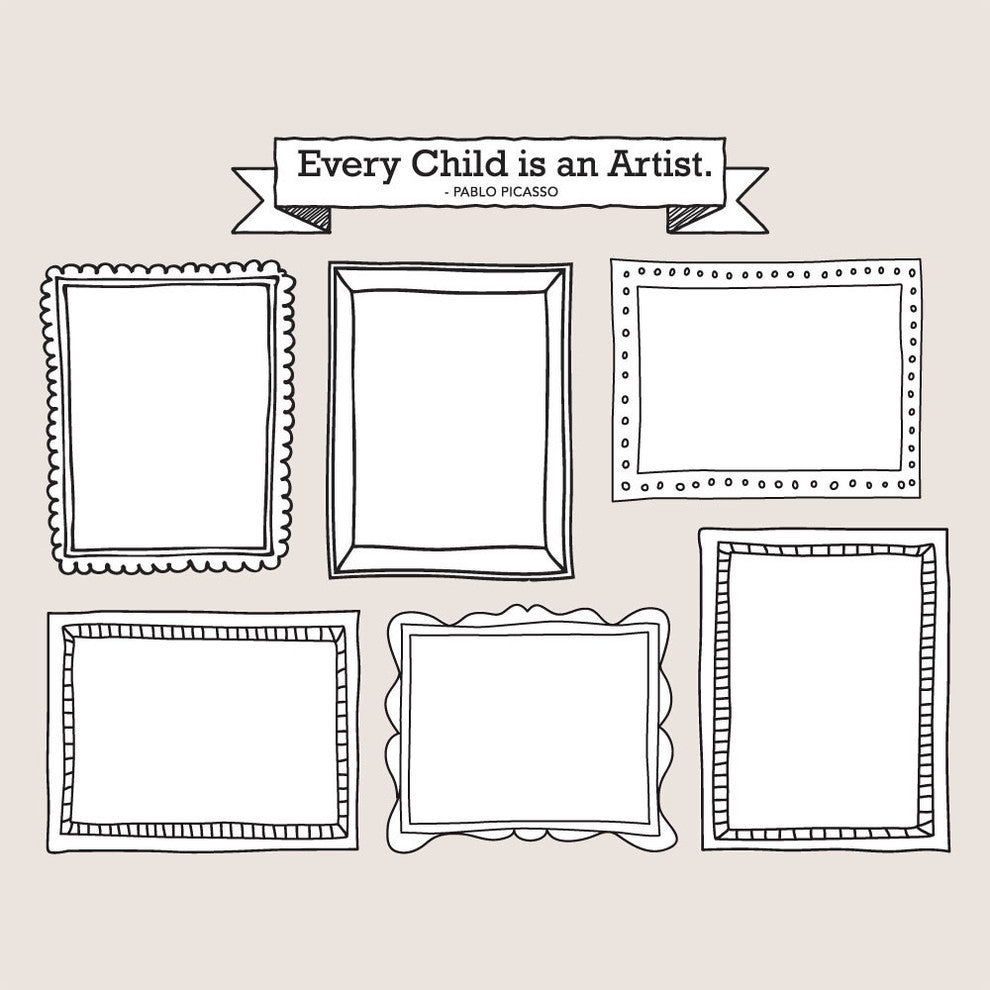 Kids Art Display Frames Vinyl Wall Sticker, Picasso Quote Banner
