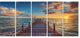 Brilliant Sunrise over Sea Pier, Modern Canvas Print, 60"x28", 5 Panels