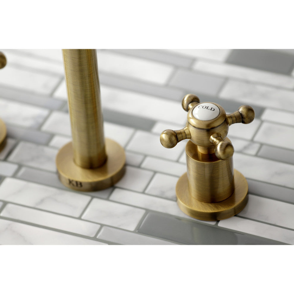 KS8023BX Two-Handle Wall Mount Tub Faucet, Antique Brass