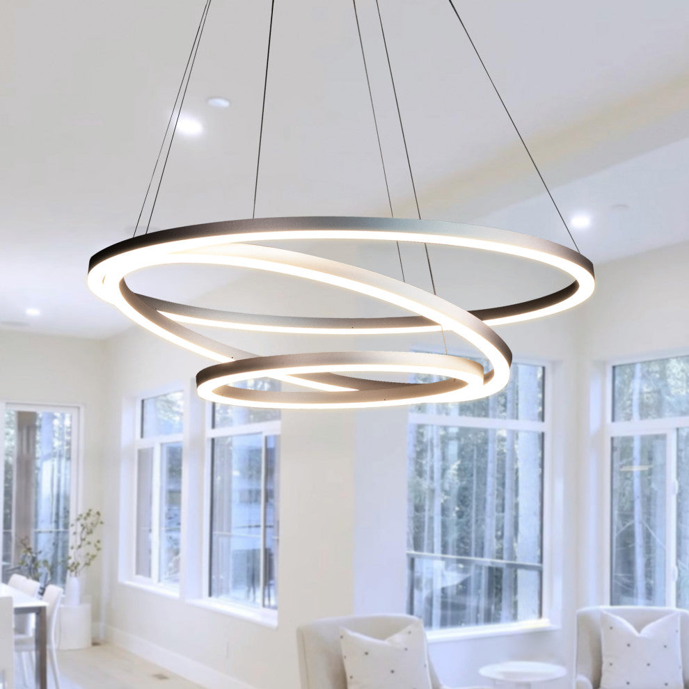Tania Trio 32" Ring ETL Certified Circular LED Chandelier, Silver