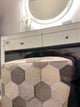 Decor Maisonette Geometric Hide Pouf Eli, Ivory, 18"