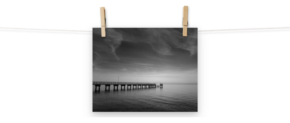 End of the Pier Landscape Photo, Beach Unframed Wall Art Print, 8" X 10"