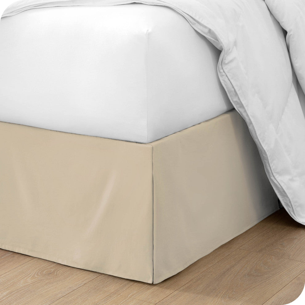 Bare Home Microfiber Bed Skirt , 15" Drop Length, Sand, Twin