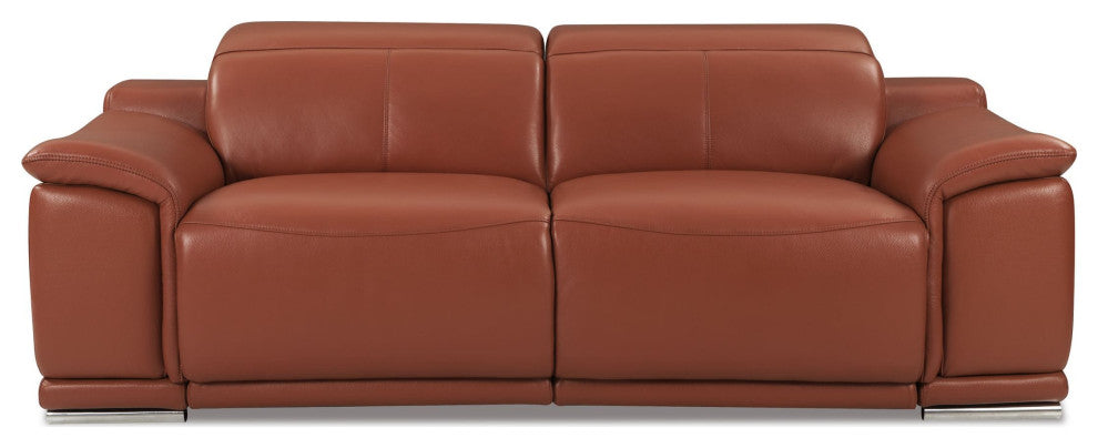 Veneto Italian Leather Power Reclining Sofa Camel