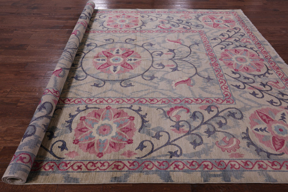 9' 1" X 12' 1" William Morris Handmade Wool Rug Q8453