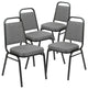 4 Pack Dining Chair, Padded Seat & Trapezoid Back, Gray Fabric/Silver Vein