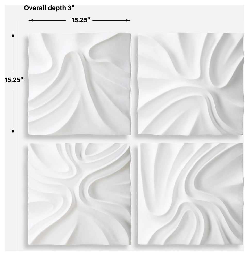 Uttermost - 04368 - Wall Decor, S/4 - Snowdrift - White