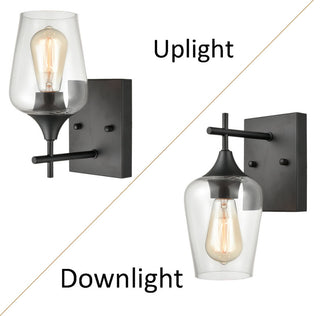 Clear Glass Bathroom Wall Sconces Lighting, Set of 2, Black