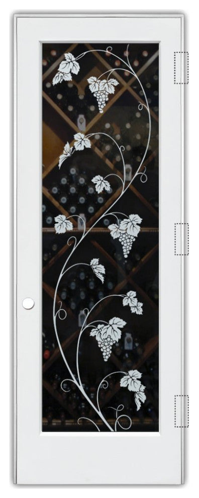 Wine Door - Vineyard Grapes Unfurled - Primed - 30" x 96" - Knob on Left -...