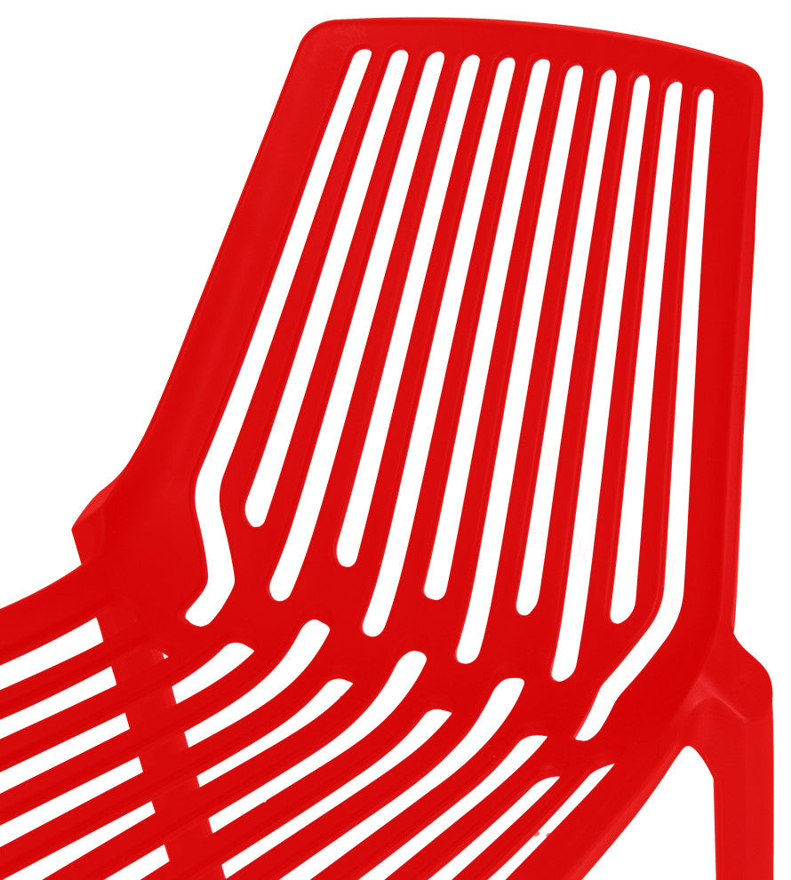 LeisureMod Acken Mid-Century Modern Plastic Dining Chair, Red