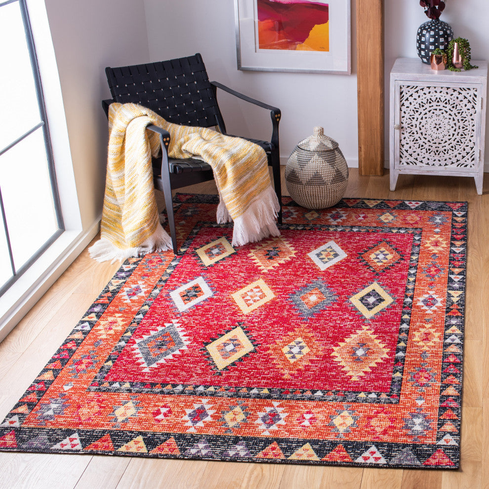 Safavieh Montage Mtg201Q Southwestern Rug, Red and Black, 2'3"x8'0" Runner